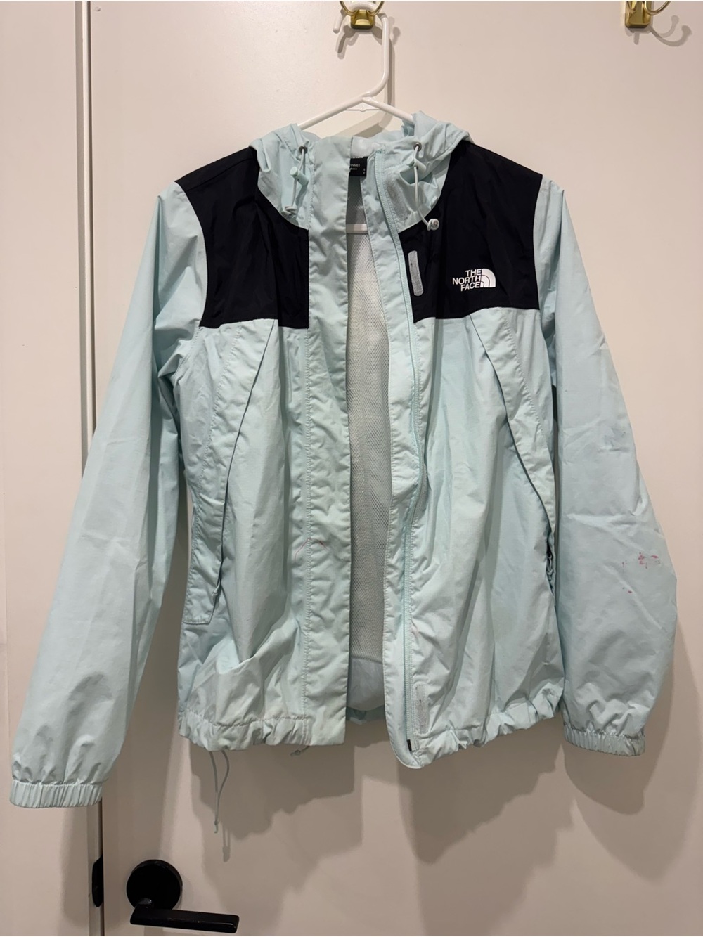 The North Face Women's Mint Green and Black Hooded Shell Jacket